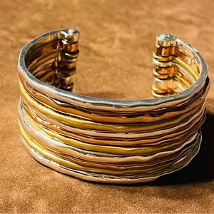 RLM SOHO 10 RING CUFF BRACELET/gold silver copper tones /new / 7" Never Worn